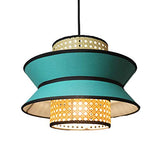 DSFHKUYB Pendant Light Creative Rotin Lustres Tissé Peut Être Installé Dans La Chambre Salon Salle À Manger,Bleu