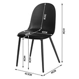 WOLTU Chaises de Salle à Manger, Lot de 2, Chaise Rembourrée, Chaise de Cusine Scandinave, Chaise en Similicuir, Pieds en Métal, Noir BH360sz-2