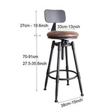 tabouret de bar avec dossier noir metal et bois industriel industrielle rétro Tabouret pivotant à hauteur réglable Tabouret de comptoir bar Tabouret rustique bois, Chaise de salle à manger scandinave
