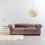 Tousmesmeubles Canapé 3 Places Chesterfield Velours Rose - Audrey - L 213 x l 95 x H 75 - Neuf