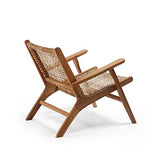 Kave Home - Fauteuil Grignoon avec accoudoirs en rotin et Structure en Bois Massif d'acacia pour Usage intérieur et extérieur
