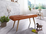 Kadima Design SALI Banc de Jardin en Cuir de chèvre Massif 117 x 51 x 38 cm Style rétro 2 Banc rembourré, Couloir, Banc rembourré en Cuir Marron