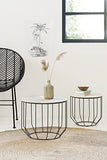LIFA LIVING Tables Gigognes Bois & Metal Rondes, Table Basse Lot de 2, Petite Table Basse Gigogne Design Industriel, Tables d'Appoint pour Salon & Chambre