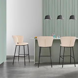 SVITA Kate Lot de 2 tabourets de bar avec dossier en velours Beige
