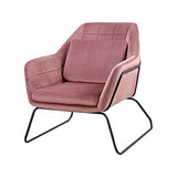 Zons KATEL Fauteuil en Velours ET MÉTAL Noir + Coussin, Rose, 72x79xH81 cm