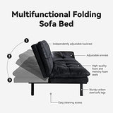Opoiar Canapé-lit futon avec cadre et matelas, noir en mousse à mémoire de forme, siège futon, canapé couchette moderne pliable pour petit espace/bureau/appartement