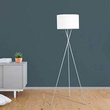 IDMarket - Lampadaire trépied métal chromé Abat-Jour Blanc