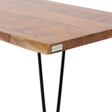WOMO-DESIGN Table Basse pour Salon - 110 x 60 x 39 cm - en Bois d`Accacia Massif Naturel - Pieds en Epingle à Cheveux en Métal Noir - Design Moderne - Table d'Appoint pour Salon - Fait à Main