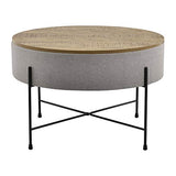 [en.casa] Table Basse Ronde avec Plateau Amovible Panneaux de Particules Textile Métal Couleur Bois Gris Noir 40 x 60 cm
