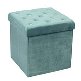 Bonlife Boite de Rangement Intérieur Tabouret Pliant Coffre a Jouet Poufs et Repose Pieds Couleur Bleu-Vert Rétro Charge Max de 150kg 40x40x40cm