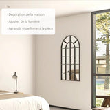 HOMCOM Miroir verrière Arche Style Industriel fenêtre Arcade métal Noir - 110 x 62 cm