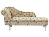 Beliani Chaise Longue Côté Gauche Méridienne en Tissu Imprimé Beige Style Elégant Nimes