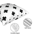 Housse de coussin carrée avec fermeture éclair invisible Motif croix suisse Noir/blanc 45,7 x 45,7 cm