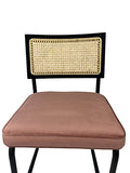 Sensoreve - Chaise TOLIMAN Cannage & Coussin Confort pour Salon/Salle à Manger, Tissage en Cannes de rotin Naturel, Cadre en Bois Naturel (Bois Noir/Assise Velours Rose)