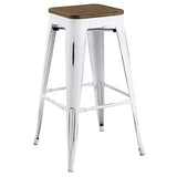 Modway Promenade Barre de bistrot Moderne en Aluminium avec siège en Bambou Blanc