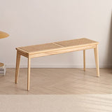 SHAOO Banc de Table a Manger,Banc en Rotin,Banc D'intérieur Moderne,Banc sans Dossier,Banc de Balcon Extérieur,Cadre en Bois Massif,Style Simple,adapté au Salon/Balcon/Salle a Manger/Porche.