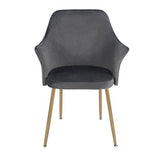 DORAFAIR Fauteuil en Tissu Velours Rétro, Fauteuil rembourré pour Salle à Manger Salon Mobilier Moderne de Bureau,Velours avec Pattes en Métal en Finition Spray Gold,Gris
