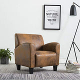 Festnight Chaise Fauteuil Bureau Fauteuil de Salon Similicuir Daim Marron