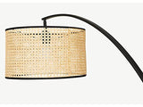 Lampadaire arc cannage NEIROBI - style ethnique - Fer et rotin - H. 195 cm - Noir et naturel
