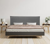 DHOME Tête de lit en Lin Naturel uni avec Bordures Tête de lit rembourrée Chambre à Coucher Moderne Top Trending (Gris Foncé, 160x105cm avec Pieds (Lits 150/160))