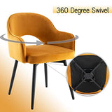 Wahson Lot de 2 Chaise Salle à Manger en Velours Chaise de Cuisine avec Pieds en Métal, Chaise de Salon pour Chambre/Restaurant（Jaune）