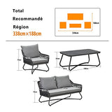 PURPLE LEAF Salon de Jardin Exterieur 4 Personnes avec Table Basse Salon Jardin pour Balcon Terrasse Canapé de Jardin avec Coussins, Andros
