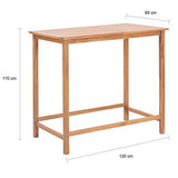 Festnight Table de Bar de Jardin Table de Jardin en Bois Table Extérieur Table de Salle à Manger Table de Terrasse 120 x 65 x 110 cm