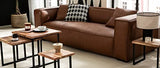 Miliboo Canapé Vintage 3 Places Cuir Marron et Bois Noir Cobain