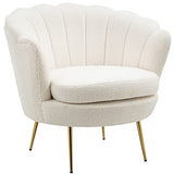 HOMCOM Fauteuil Coquillage Fauteuil Design dim. 79L x 77l x 77H cm Pieds dorés effilés Molleton Polaire Blanc