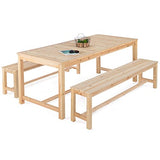 IDMarket - Salon de Jardin UVITA en Bois Table de Jardin 180 CM + 2 bancs