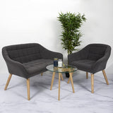 HOME DECO FACTORY HD7152 Assise Siege Fauteuil Salon Salle à Manger Pieds Contrastant, Gris Fonce-Bois, 74x75x70cm