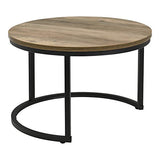 [en.casa] Set de 2 Tables Basses Rondes Gigognes Table de Salon Panneaux de Particules Métal Couleur Bois Noir Tailles