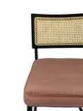 Sensoreve - Chaise TOLIMAN Cannage & Coussin Confort pour Salon/Salle à Manger, Tissage en Cannes de rotin Naturel, Cadre en Bois Naturel (Bois Noir/Assise Velours Rose)