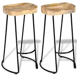 vidaXL 2X Bois de Manguier Massif Tabouret de Bar Gavin Meuble de Bistrot