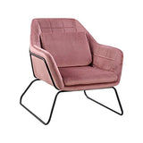 Zons KATEL Fauteuil en Velours ET MÉTAL Noir + Coussin, Rose, 72x79xH81 cm