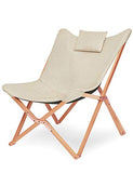 Suhu Chaise Longue Pliable Fauteuil Salon Relax Galette Chaises Pliante Exterieur Fauteuil Relaxation Design Pouf Fauteuils Butterfly Fauteuil Pliant Tissu en Bois De Jardin Plage Beige