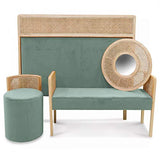Déco en Ligne - Banquette Cannage et Velours Vert d'eau