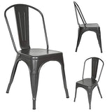 YJIIJY Lot de 4 chaises de salle à manger empilables en métal de style industriel pour bar, café, restaurant, gris