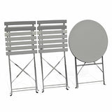 Alice's Garden - Salon de Jardin bistrot Pliable - Emilia Rond Gris Taupe - Table Ø60cm avec Deux chaises Pliantes. Acier thermolaqué