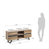 Kave Home - Meuble TV Uxia 160 x 65 cm avec 2 Portes en Bois Massif d'acacia et Pieds en Acier Noir