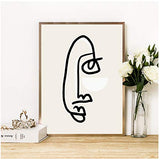 Sunglade Dessin au Trait Noir et Blanc Visage Abstrait Dessin au Trait Imprime Affiche Nordique décoration Photo Boho Wall Art Decor   19,6"x 27,5" (50x70cm) sans Cadre