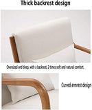 Canapé Chaise en Bois Massif Chaise Longue Soutien Lombaire Ventiler Coussin Tissu Convient pour Chambre Salon Salle d'étude,Blanc