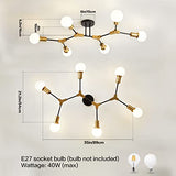 Sputnik Lustre, Lustre Nordique Noir et Doré Mid Century, suspension à base E27, plafonnier semi-encastré pour salon, chambre à coucher, couloir et cuisine. (6 Luminaire)