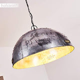 Suspension Svanfolk en métal gris effet rouille, lampe pendante rétro-industriel à hauteur variable, max. 121 cm, Ø 62, idéale dans un salon vintage, pour 1 ampoule E27 max 25 Watt, compatible LED