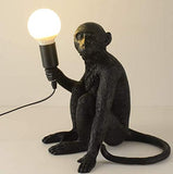 Maojisheng Lampe Singe Assis en Résine, Culot E27 - Pour Bar, Café, Restaurant Décoration d'art etc (Noir - Lampe de Table Assise)