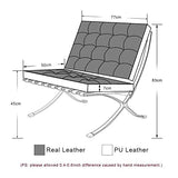 Fauteuil de salon classique - Pliable - En cuir véritable - Avec cadre en acier inoxydable - Pour chambre à coucher, salon, salle de lecture (blanc, chaise simple)