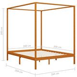 vidaXL Pin Massif Cadre de Lit à Baldaquin Lit Double Lit Adulte Lit Coffre Sommier à Lattes Chambre à Coucher Maison Intérieur Marron Miel 160x200 cm