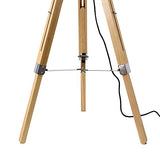 lux.pro Lampadaire Design Lampe à Pied Trépied avec Pieds en Bois et Métal Abat-Jour en Tissu E27 Hauteur 145 cm Bois Clair Chrome Blanc