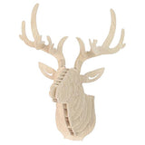Tête de cerf en bois Support mural en forme de tête d'animal, décoration d'entrée, blanc