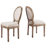 VONLUCE 2 Chaises Médaillon de Salle à Manger, Chaises Rembourrées en Tissu Lot de 2 avec Dossier Rond et Pieds, Chaises de Style Vintage pour Salon Chambre à Coucher